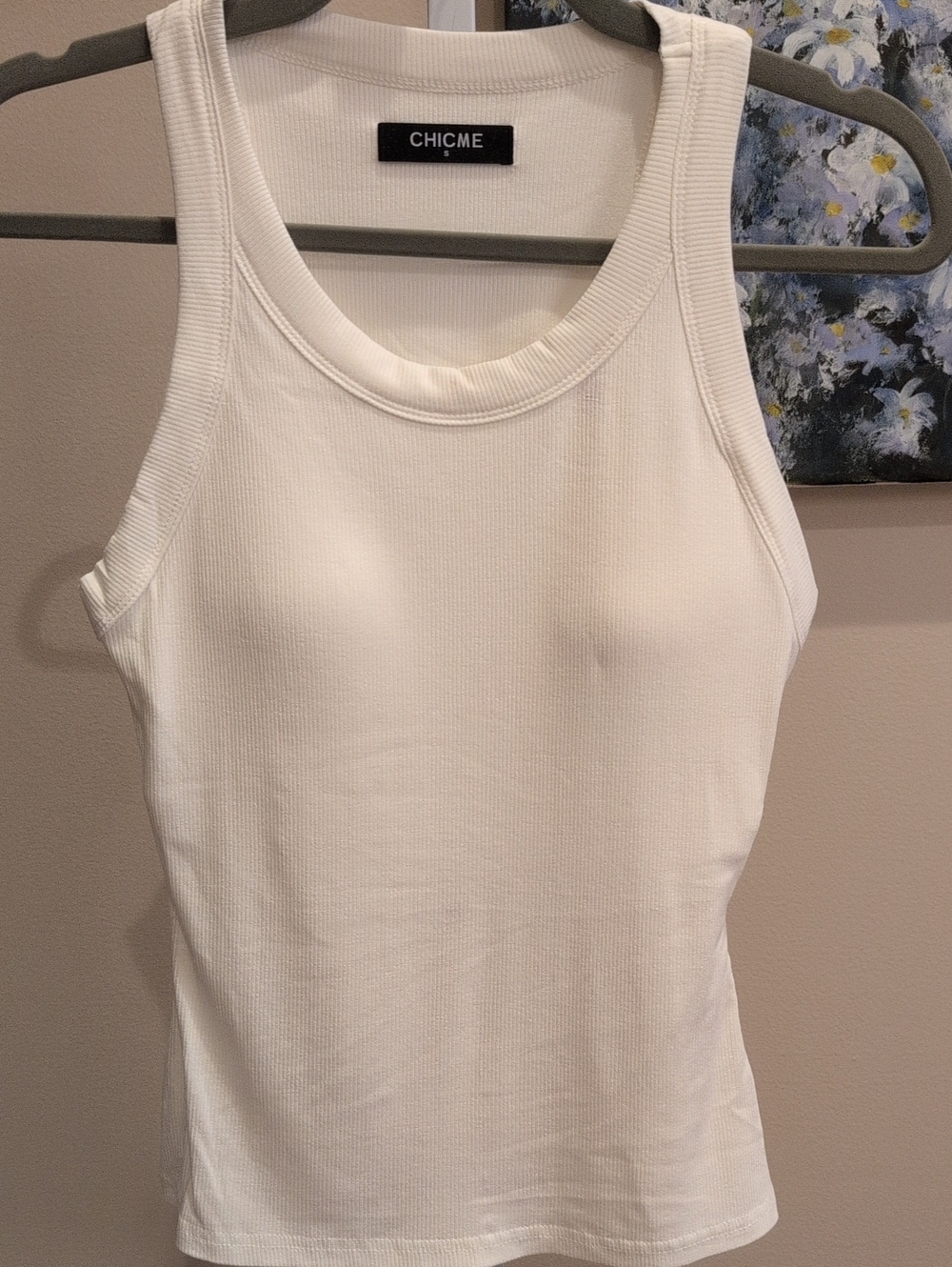 Chicme Women's White Ribbed Tank Top